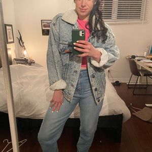 Jean coat oversized with " faux wool" interior